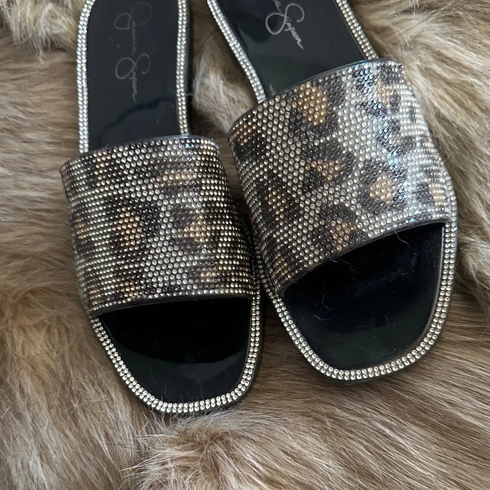 Jessica Simpson Leopard Rhinestone Sandals - Picture 4 of 4